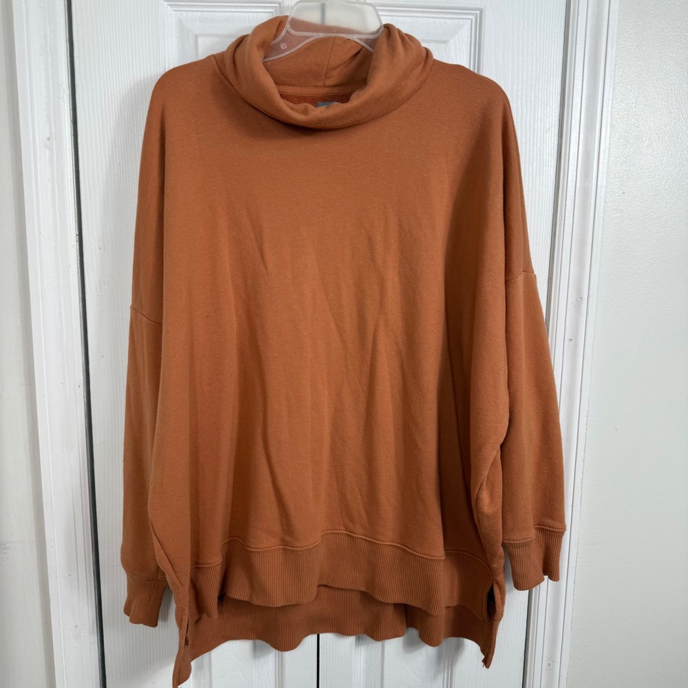 Aerie Chilled Out Womens M Rust Orange Cowl Neck Oversized Sweatshirt Boho